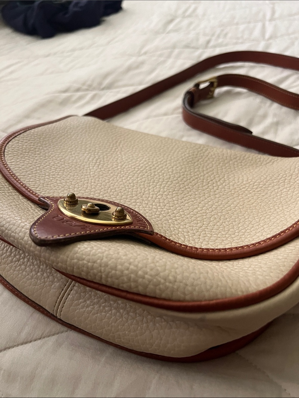DOONEY & BOURKE Vintage 90's Cavalry Trooper Bag ivory / brown - Picture 6 of 16